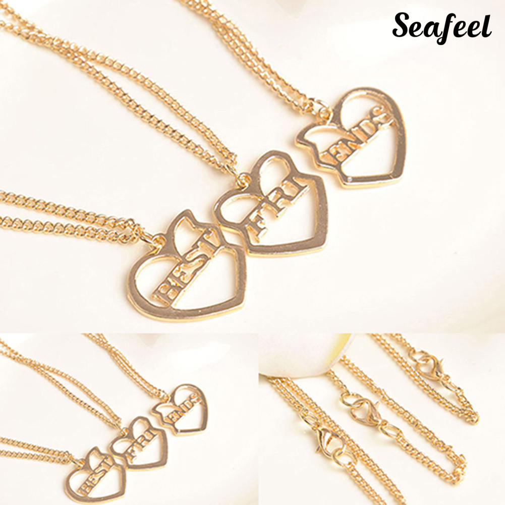 SF Set 3 vòng cổ Mặt Trái Tim Mạ Vàng Cho Bạn Thân