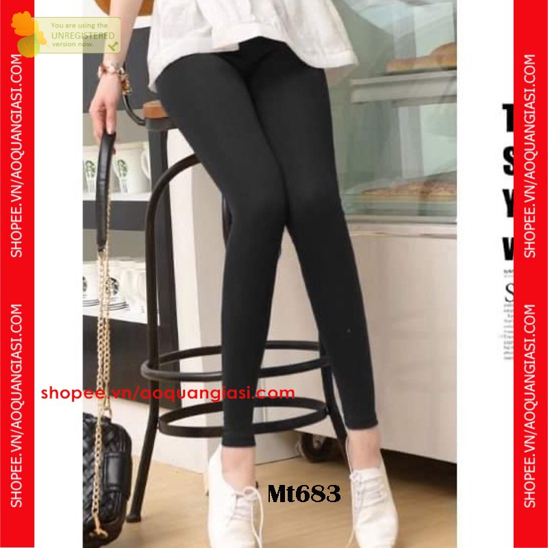 Quần Legging Thun Cotton Đen cho nữ Mt683 (dưới 50 kg) aoquangiasi