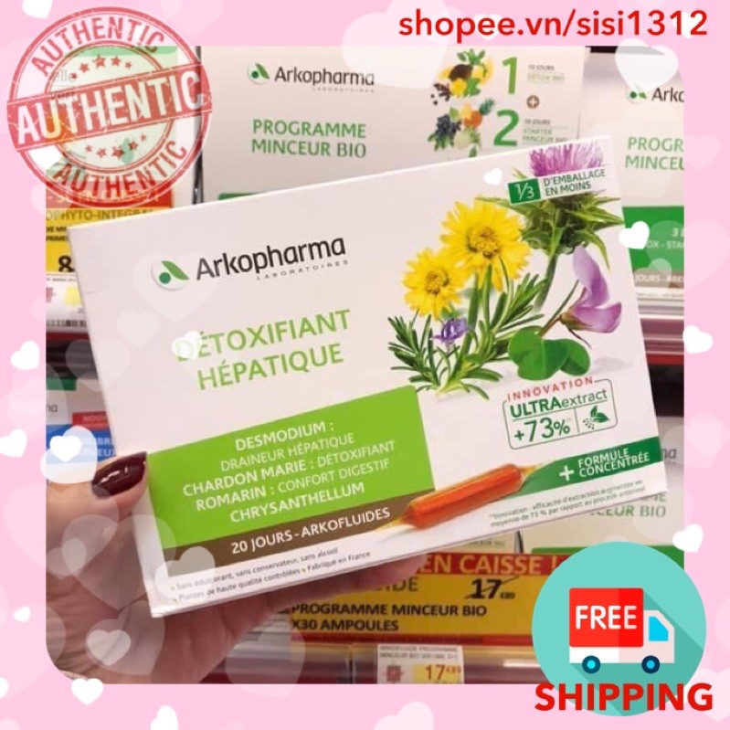 Combo thải độc gan detox Bio arkopharma 10/20/30 ống nội địa Pháp