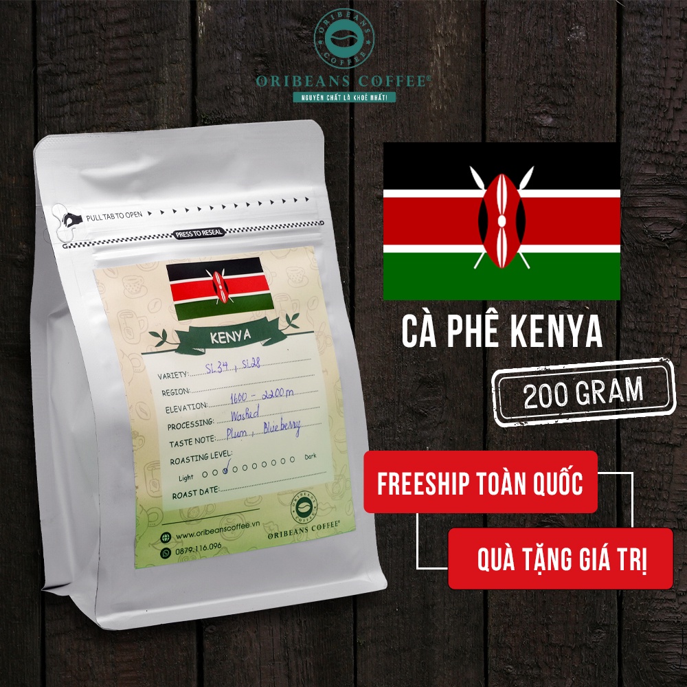 Cà phê Kenya Washed AA FAQ rang nhạt, cafe nguyên bản thế giới, hương vị mùi mận, vị việt quất, cỏ thơm, cà phê