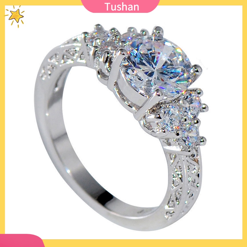 Nhẫn đính đá zirconia giả thời trang sang trọng cho nữ dự tiệc