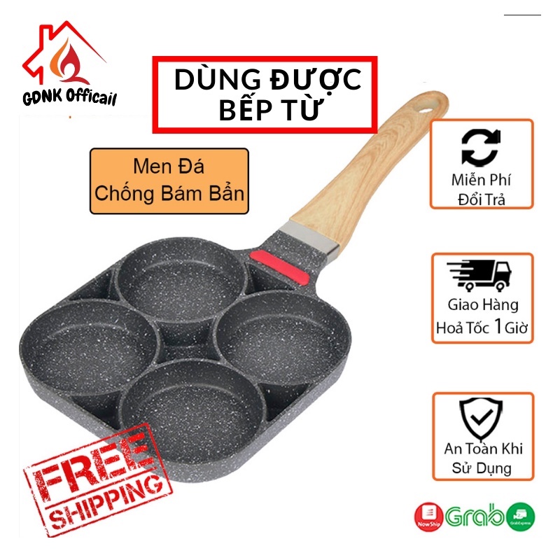 Chảo 4 ngăn chiên trứng  FREESHIP  khuôn chiên rán trứng,làm bánh 4 ngăn chống dính