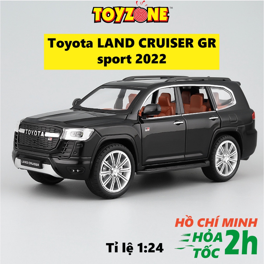 Mô hình xe hơi Toyota LAND CRUISER GR sport 2022 tỷ lệ 1:24 thân hợp kim, mở full cửa có đèn âm thanh cót chạy đà