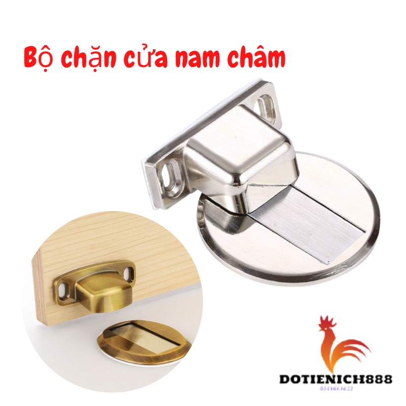 Chặn cửa thông minh, Hít Nam Châm inox 304, Chặn Cửa Như Vô Hình Dán Sàn, chống va đập - kèm miếng dán 3M &amp; ốc vít