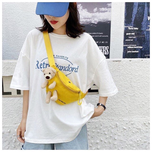 [Mã WAMT2405 giảm 10K đơn 0K] 🍀 Túi bao tử đeo chéo, túi vải canvas nữ cute hình gấu Ani Jia Bag LS - SP004725 | BigBuy360 - bigbuy360.vn