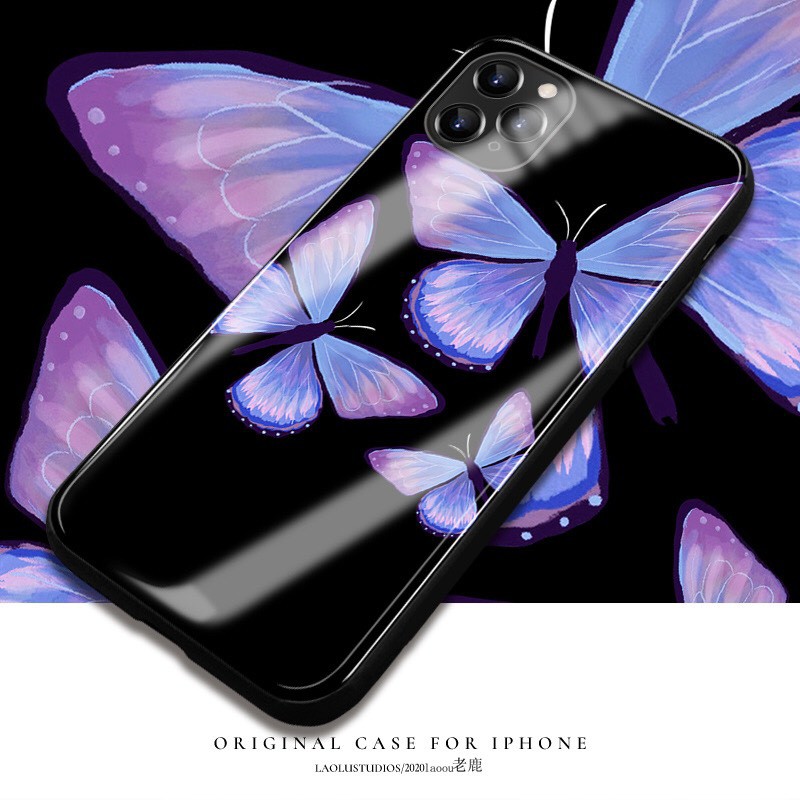 Ốp đôi iphone kính bươm bướm cho iphone 7 8 plus 6 s plus 7 8 Xr X s max 11 pro 11 promax Se2 12mini 12 pro max