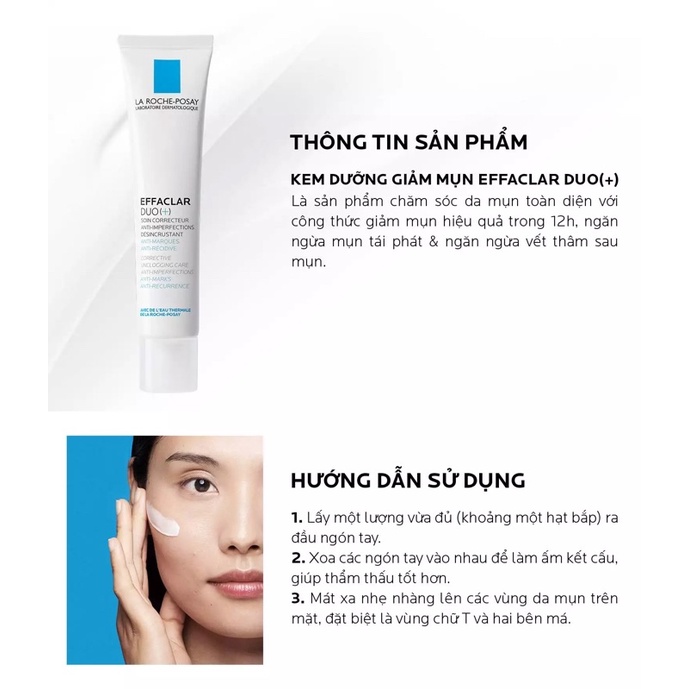 Kem Dưỡng Giảm Mụn, Ngừa Thâm, Thông Thoáng Lỗ Chân Lông La Roche-Posay Effaclar Duo+ 15-40ml