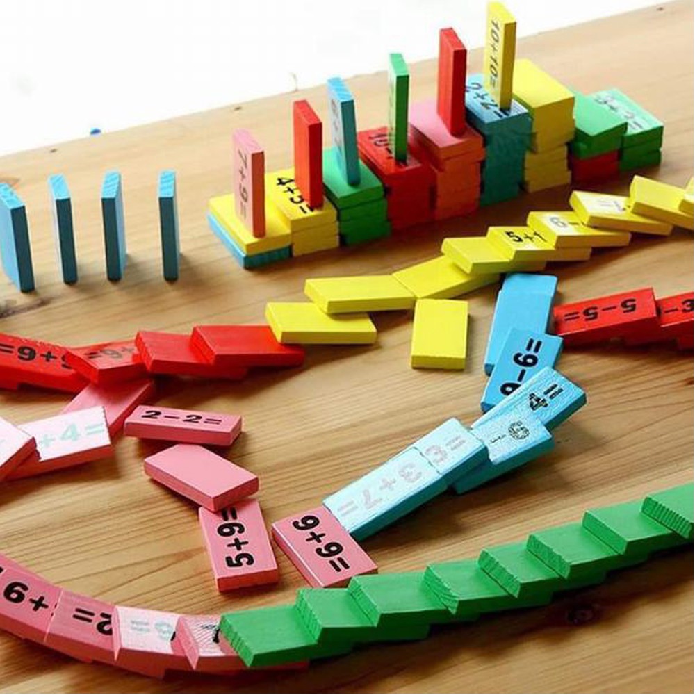 [BÉ HỌC TOÁN] Set 110 mảnh ghép Domino bằng gỗ, học tính toán cho bé từ 3 tuổi trở