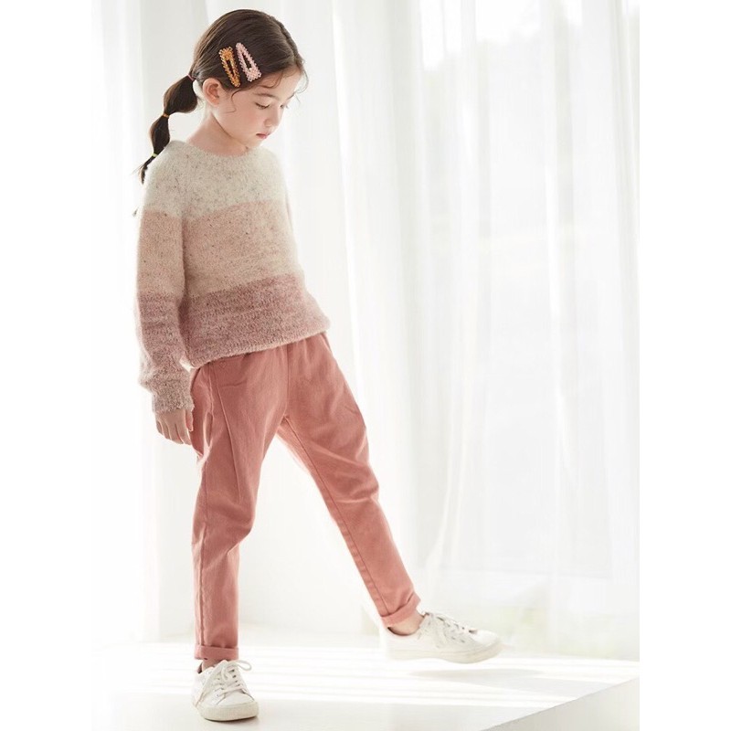 Áo len bé gái phối 3 màu