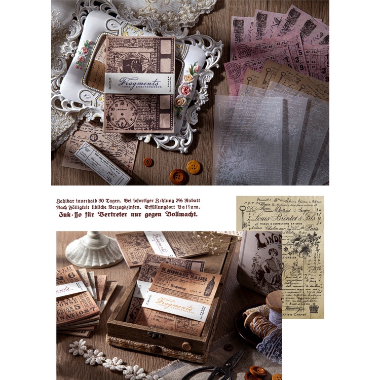 Set 30 Miếng Dán Trang Trí Sổ Tay Phong Cách Vintage