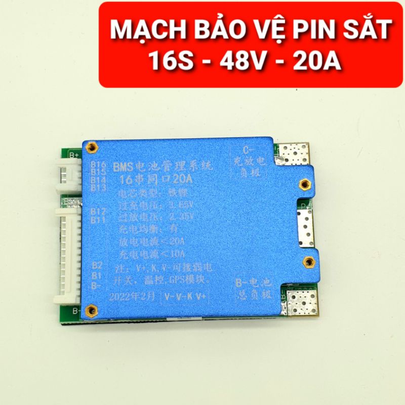 Achun.vn - MẠCH BẢO VỆ PIN SẮT 16S-48V- XẢ MAX 30A/50A - bảo vệ pin sắt 3.2V