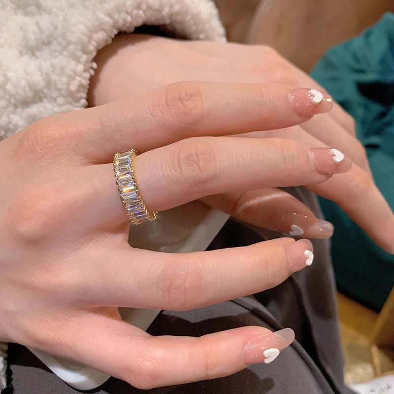 Nhẫn Hở Đính Đá Zircon Đơn Giản Phong Cách Âu Mỹ