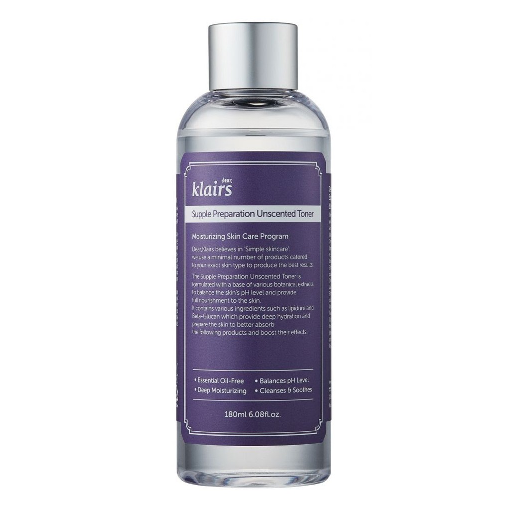 Nước hoa hồng Klairs Supple Preparation Facial / Unscented Toner