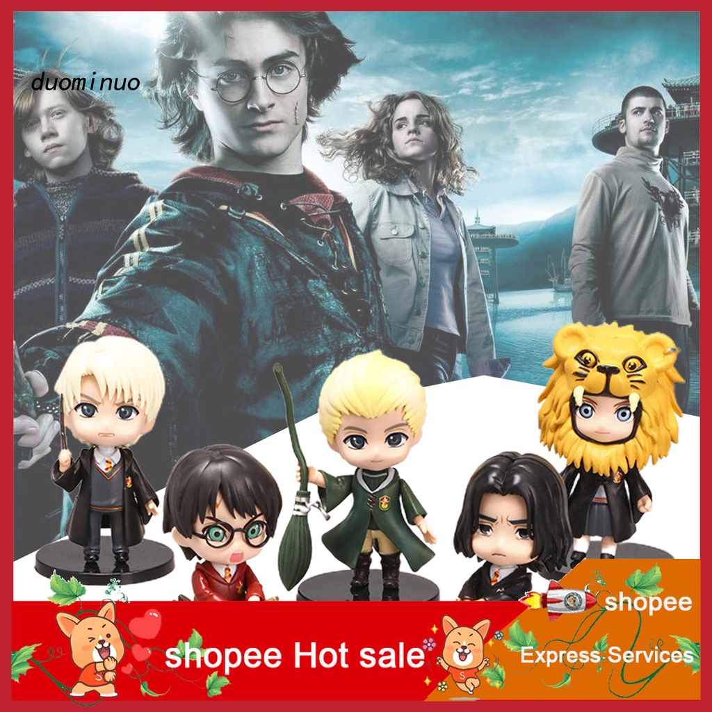 dnm 5Pcs Model Toy Harry Potters Series Decoration PVC Classic Anime Miniature Model Toy for Coffee Decor