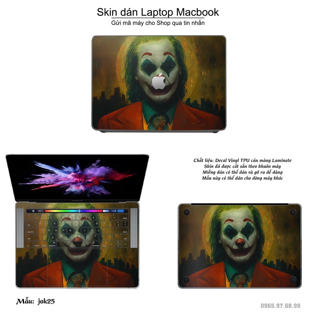 Skin dán Macbook mẫu Joker (đã cắt sẵn, inbox mã máy cho shop)