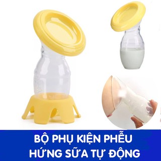 Dụng cụ hứng sữa bằng silicon tự động - Bộ đầy đủ nắp và chân đế)