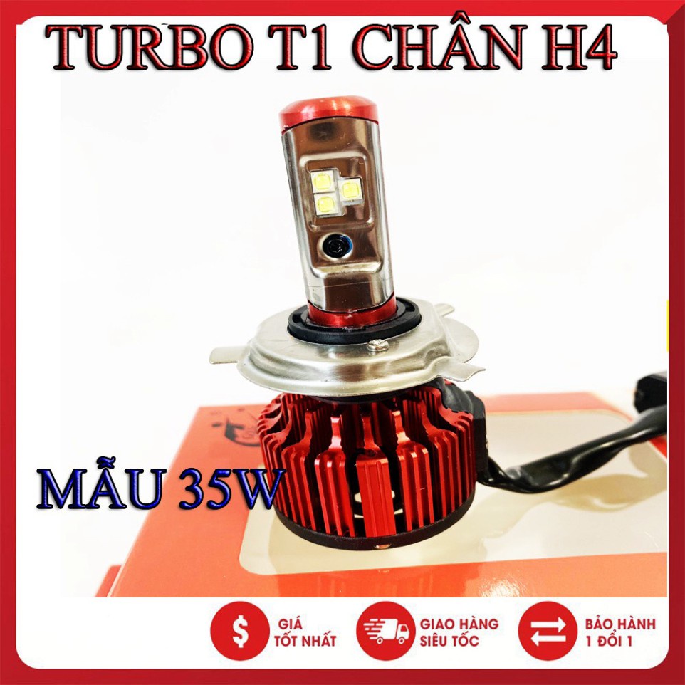 Đèn Pha LED Turbo T1 35w Chân H4 Lắp Xe Máy Sáng Gom , Mạnh