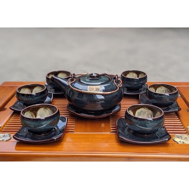 [CHÍNH HÃNG NGHỆ NHÂN]Bộ ấm chén HOA NỞ TRONG CHÉN nghệ nhân TÔ THANH SƠN Bát Tràng - Bộ ấm chén đẹp