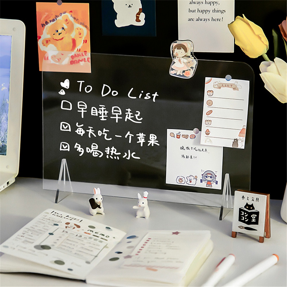 Cod Qipin Mini Portable Acrylic Note Board Erasable Transparent Message Board Student Stationery