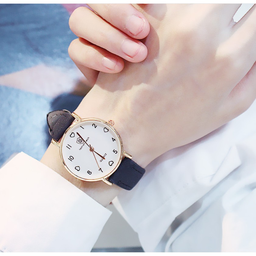 (Ko tặng lắc) Đồng hồ thời trang nữ Fashion Watch W2 dây da lộn mặt số tim | BigBuy360 - bigbuy360.vn