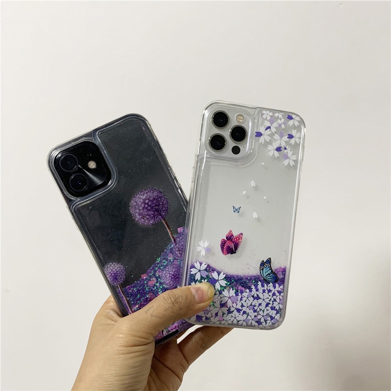 Ốp Điện Thoại Cát Chảy Kim Tuyến Họa Tiết Bướm Cho iPhone 13 Pro MAX 12 Pro 11 X XR XS MAX 7 8 Plus 6 6S SE 2020