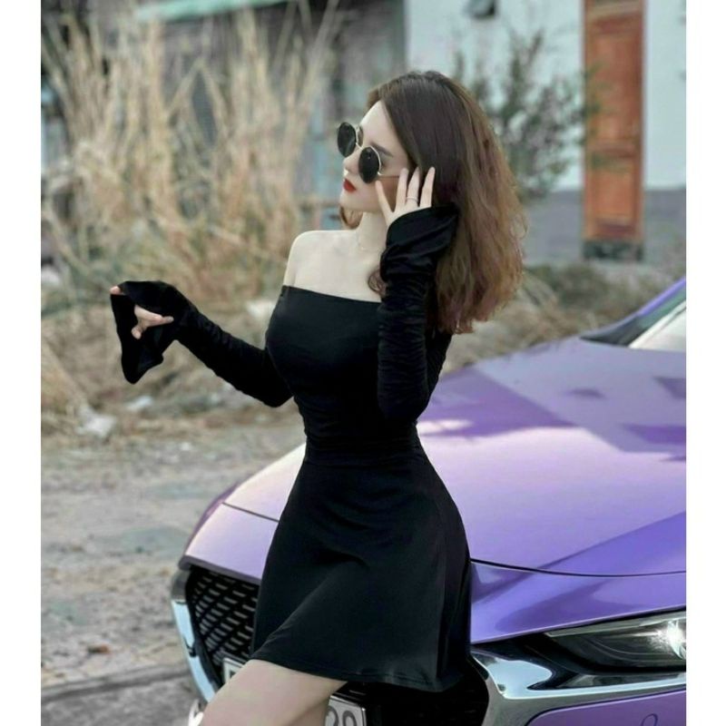 Đầm body đầm loe tay dài khoe vai gợi cảm chanh xả😎 Đ6  Lissa