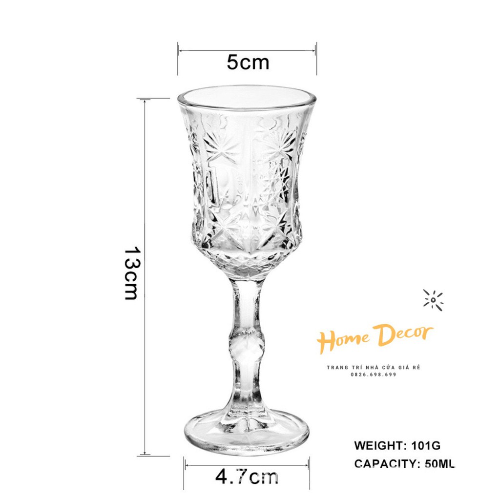 [SẴN-RẺ]Ly Thủy Tinh Trắng Vintage Phong Cách Châu Âu Dùng Để Uống Vang Coktai, Dùng Cho Bàn Tiệc