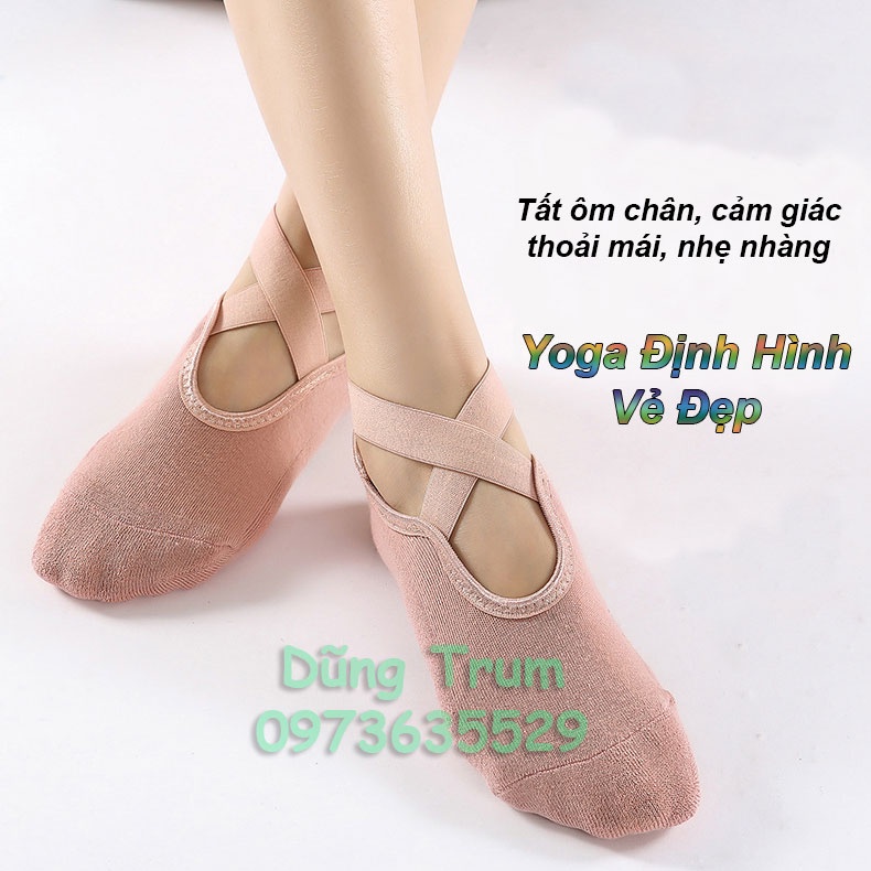 Vớ tất chân tập Yoga sợi len có hạt chống trơn trượt massage chân và thấm mồ hôi cực tốt