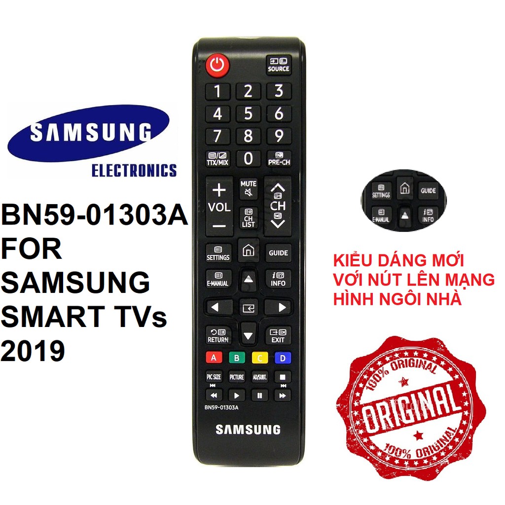 Remote điều khiển tivi Samsung smart BN59-01303A (Model 2019 - Tặng pin)