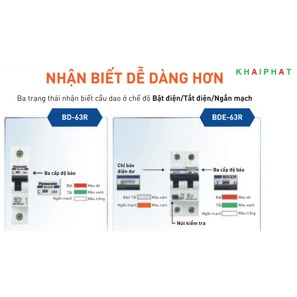 Panasonic MCB 3P CB 3 PHA PANA 6A 10A 16A 20A 25A 32A 40A 50A 63A 6kA, Áp tô mát 3 cực, át 3 cực aptomat - KHẢI PHÁT