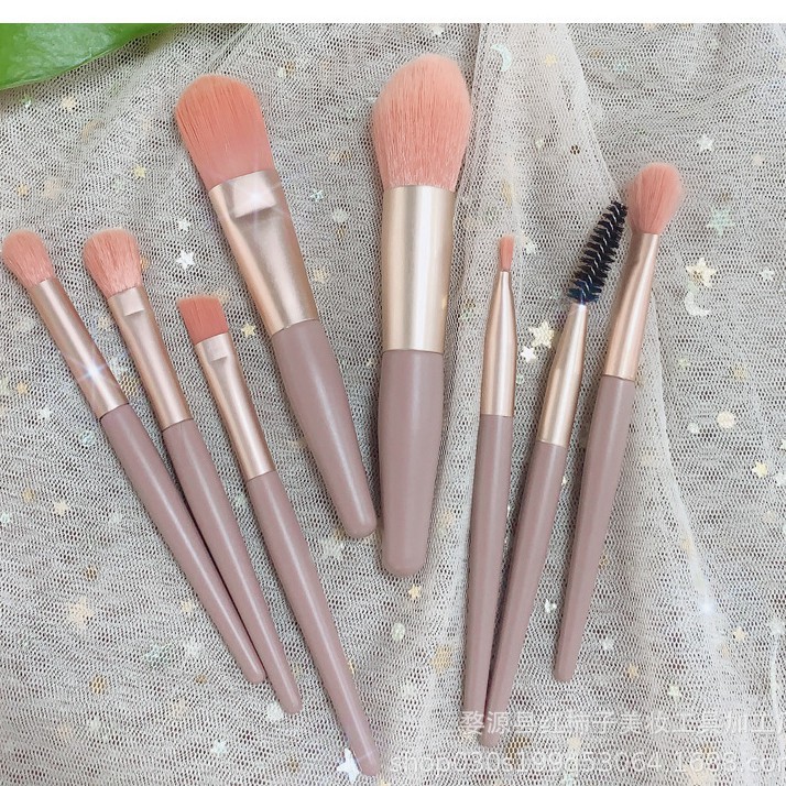 Bộ Cọ Trang Điểm Makeup 8 Cây Tặng Kèm Túi Zip Vintage Cọ Tán Kem Phấn Làm Đẹp YaSan