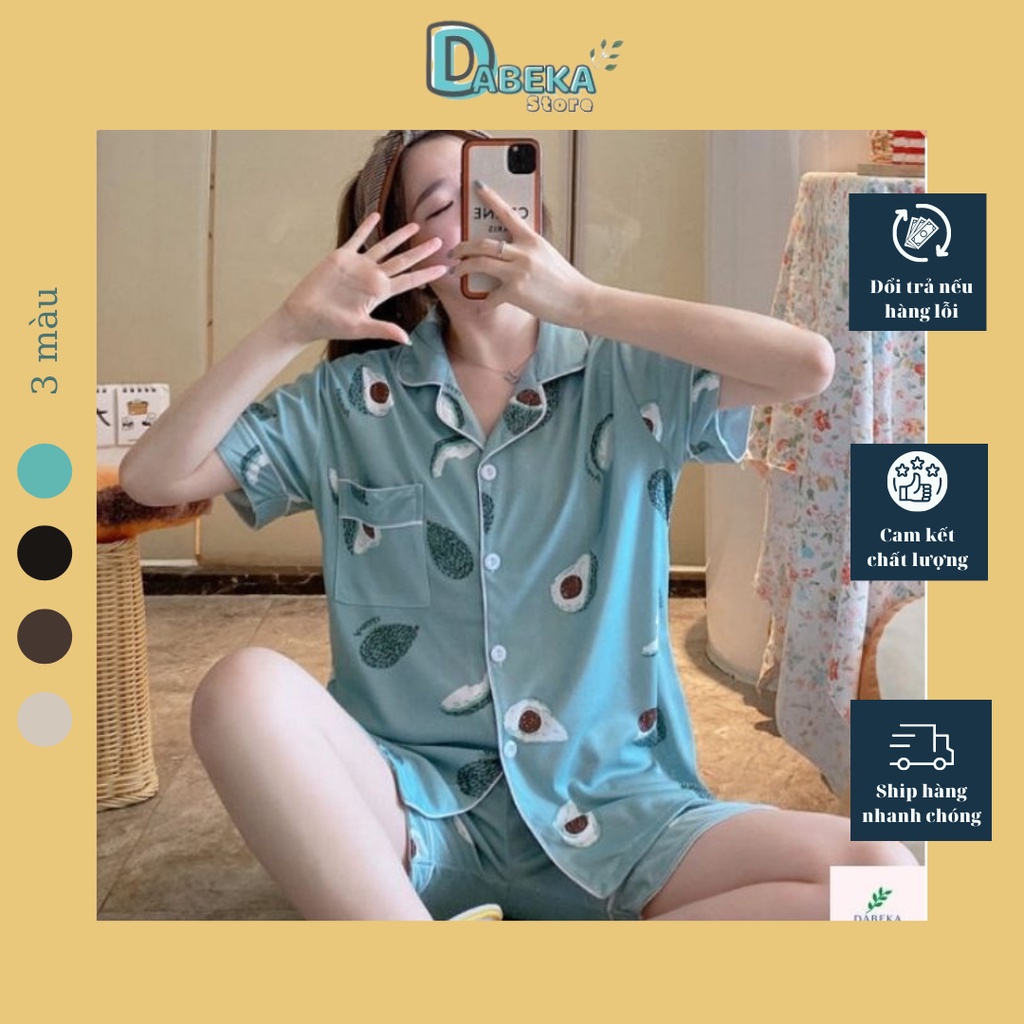 Bộ Ngủ Quả Bơ Ulzzang Cute Form Rộng - Pijama Hè Bộ Mặc Nhà Ngắn Tay Hot Trend - Dabeka - S016