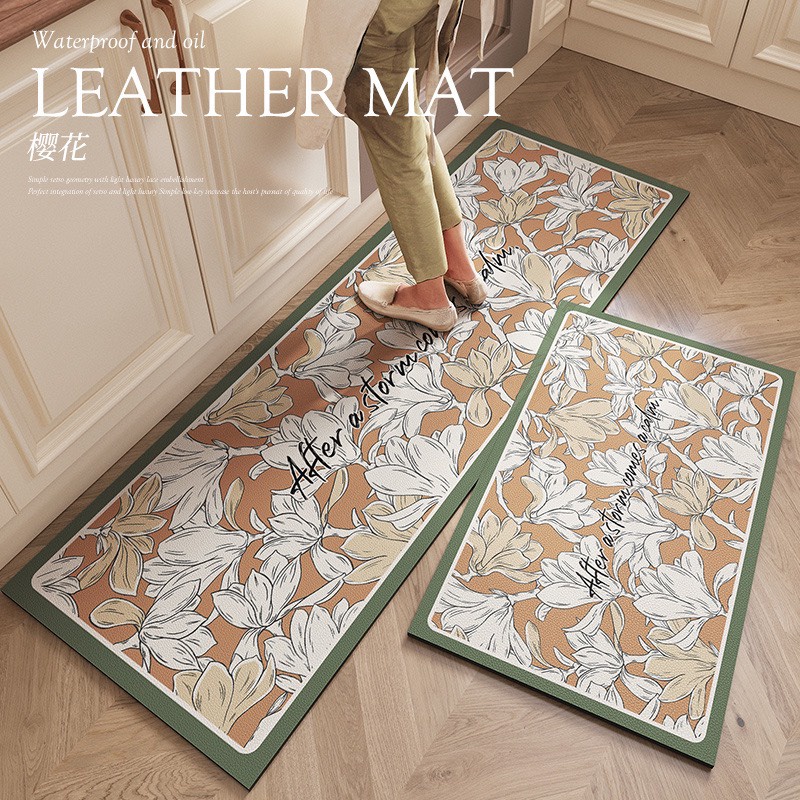 Bộ thảm bếp da PU cao cấp dễ vệ sinh, không thấm dầu và nước dày dặn phong cách Châu Âu  LiMinHo Shop