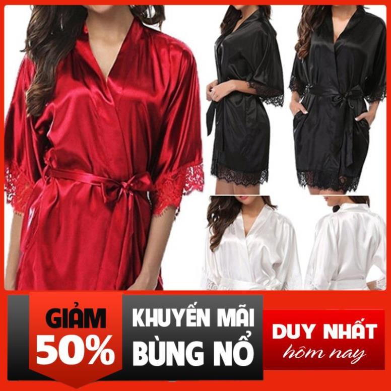 Áo Choàng Ngủ Kimono Chất Phi Bóng Cho Phái Nữ đẹp