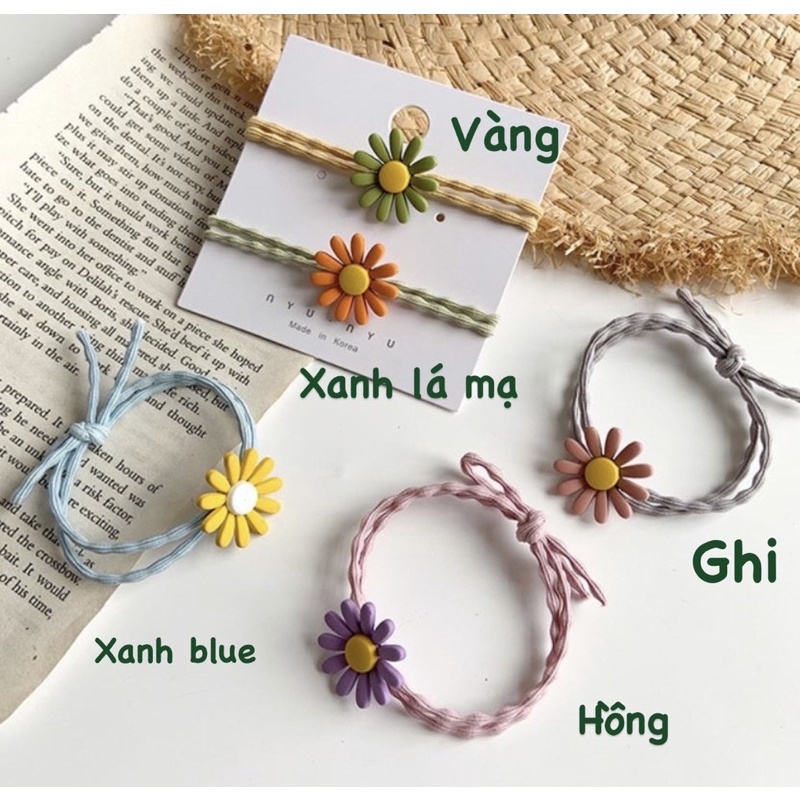 Chun buộc tóc hoa cúc Hàn Quốc cho bé gái sợi nhỏ không đau combo 3 chiếc Rika BT0001