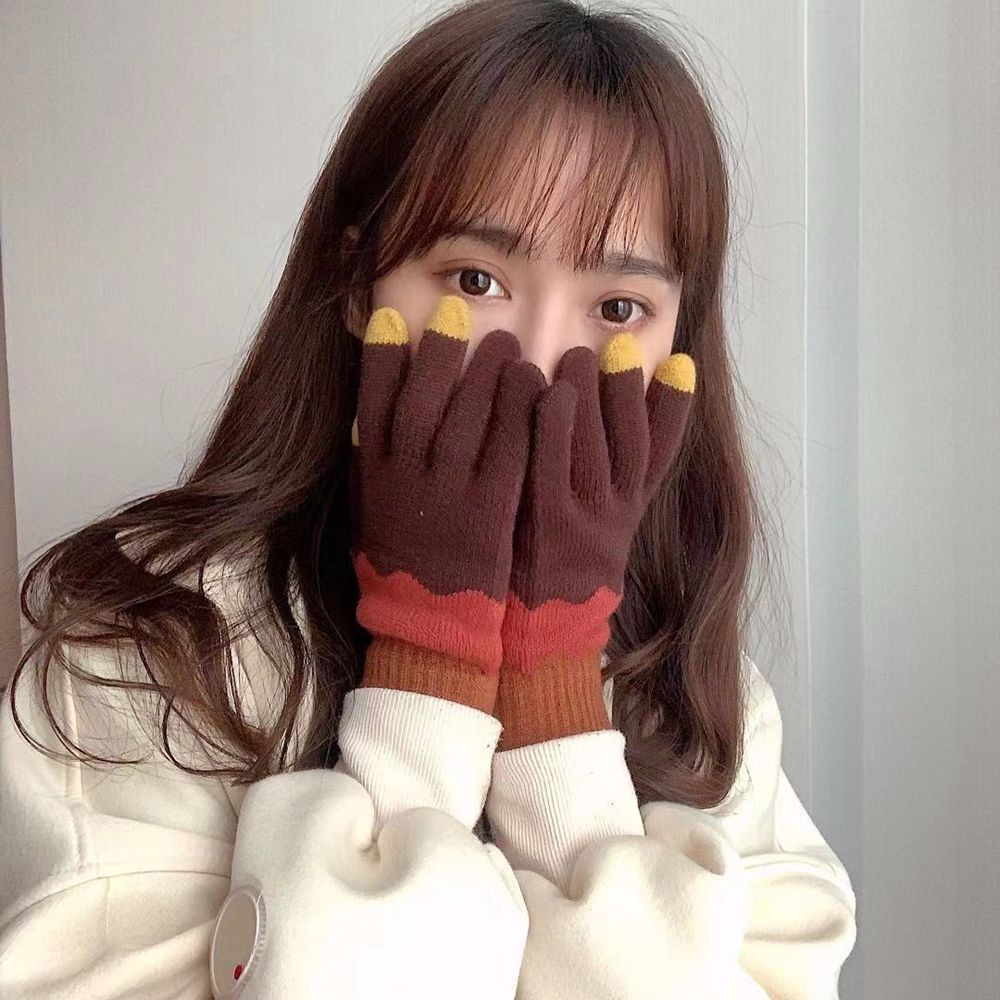 Găng tay len giữ ấm dùng được với màn hình cảm ứng thời trang cho nữ