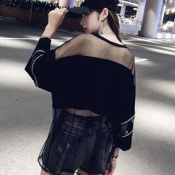 Áo Thun Tay Lỡ 3 / 4 Phong Cách Hip Hop Thời Trang Cho Nữ