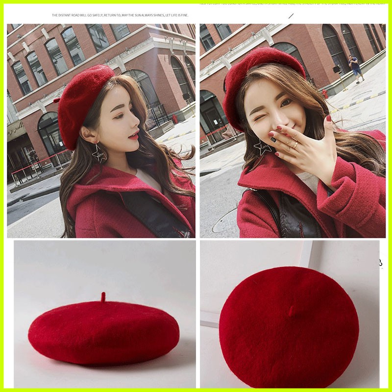 ⚡️FREESHIP⚡️Mũ nồi Nón beret thời trang phong cách Hàn Quốc/Mũ beret màu trơn/Nón Nỉ  Beret Bánh Tiêu Dễ Thương 2021