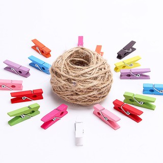 Set 20 kẹp gỗ và 2m dây treo ảnh
