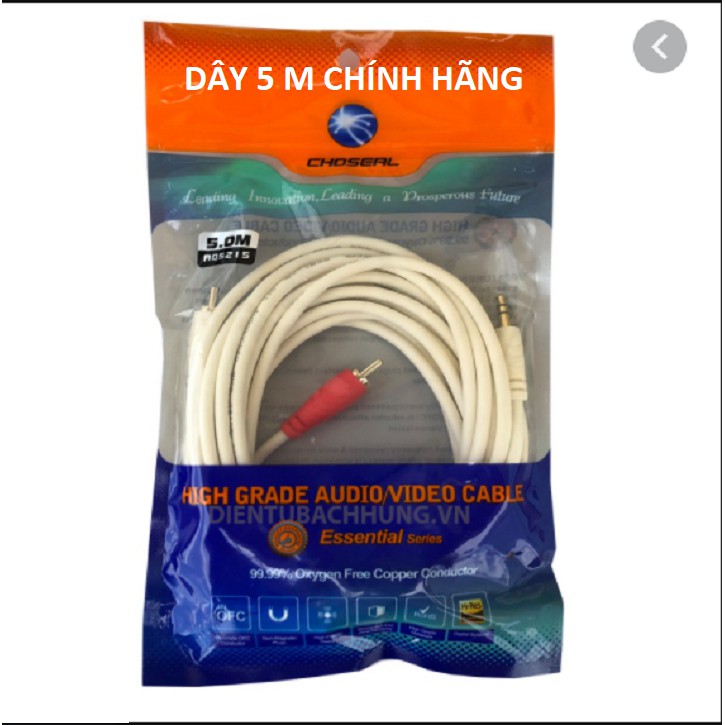 Dây Tín Hiệu 1 đầu 3.5 Ra 2 đầu AV, Chính Hãng Choseal Cao Cấp 1,8m -3m - 5m Dây Lấy Nhạc Cho Mixer