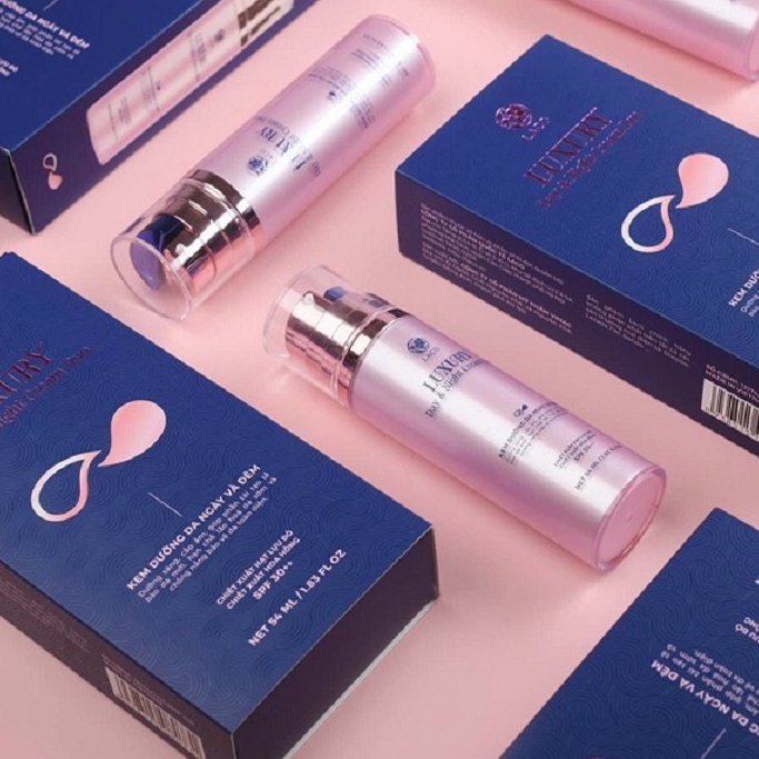 Combo Kem Laco Luxury Day &amp; Night Cream Duo 54ml dưỡng ẩm, làm sáng da + 12pcs bông nở rửa mặt
