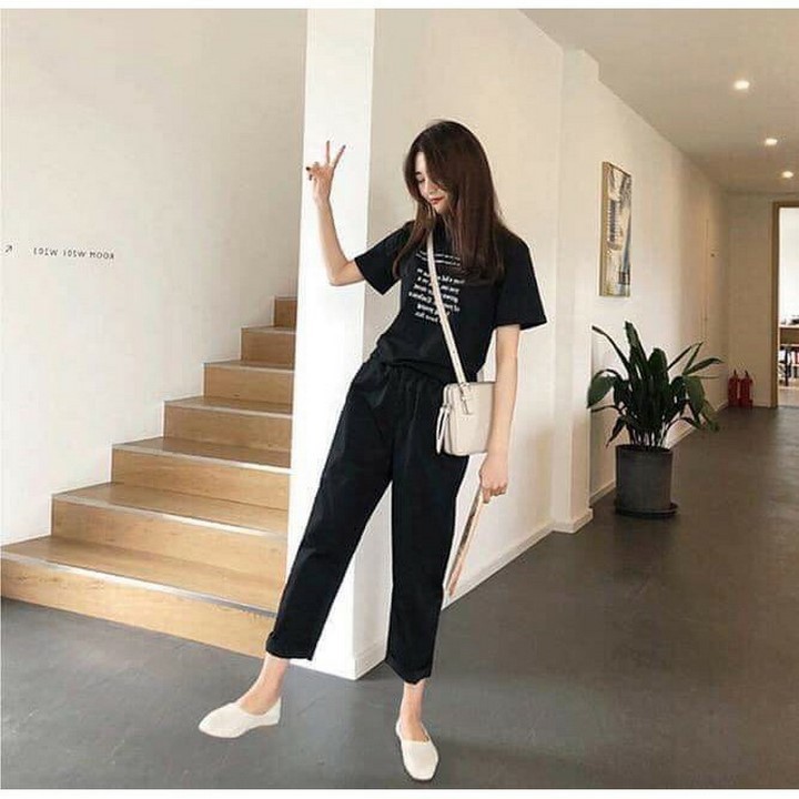 Quần baggy kaki nam nữ Unisex sắn gấu phong cách Hàn Quốc