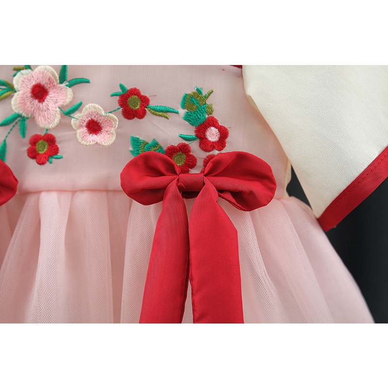 Đầm Hán Phục Thêu Hoa Chất Liệu Chiffon Thời Trang Mùa Hè Cho Bé Gái 2023