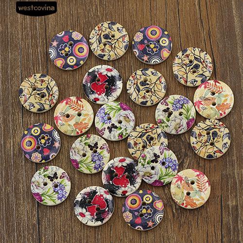 Set 50 Nút Gỗ 2 Lỗ Hình Hoa / Lá Chuyên Dụng Cho Thợ May Vá