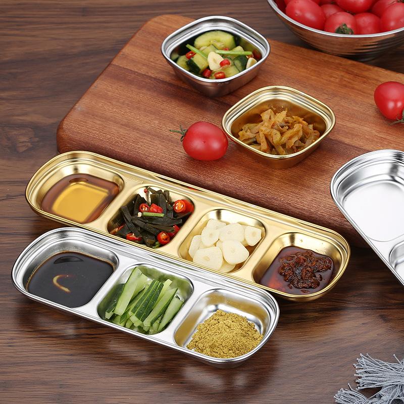 Khay Vàng Nhiều Ngăn TAMUSHOP92 Đĩa Nước Chấm Đựng Gia Vị 3 4 Ngăn Chén Inox Mạ Nhỏ Để Dụng Cụ Y Tế DI006