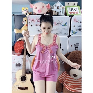 Đồ ngủ thun lạnh thêu hoa
