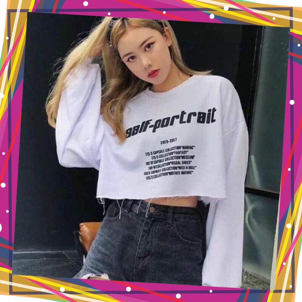 áo thun nữ tay dài cổ tròn Form Croptop in chữ năng động cá tính M201