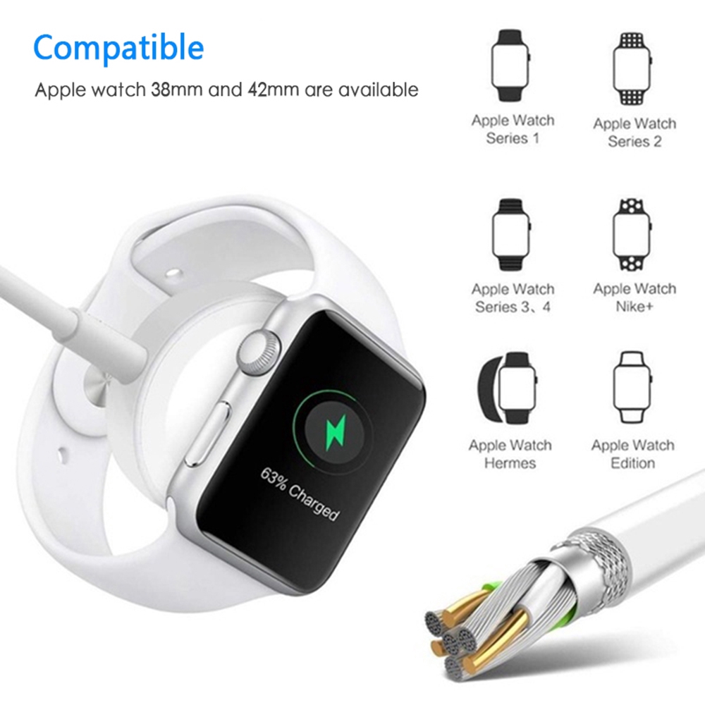 Bộ sạc không dây và dây cáp USH 3 trong 1 cho IWatch Series 1 2 3 4 và iPhone 5/6/7/8/plus/X/XS/XR/QUeen