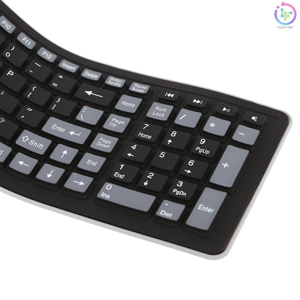 PCER♦2.4 Portable Mini Flexible Roll Up Water Resistant Washable Soft Silicone Wireless Keyboard wit