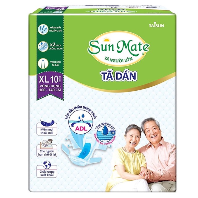 ( Tặng 1 khăn uot) Combo 5 tã dán Sunmate M10/ M-L10/L-XL10